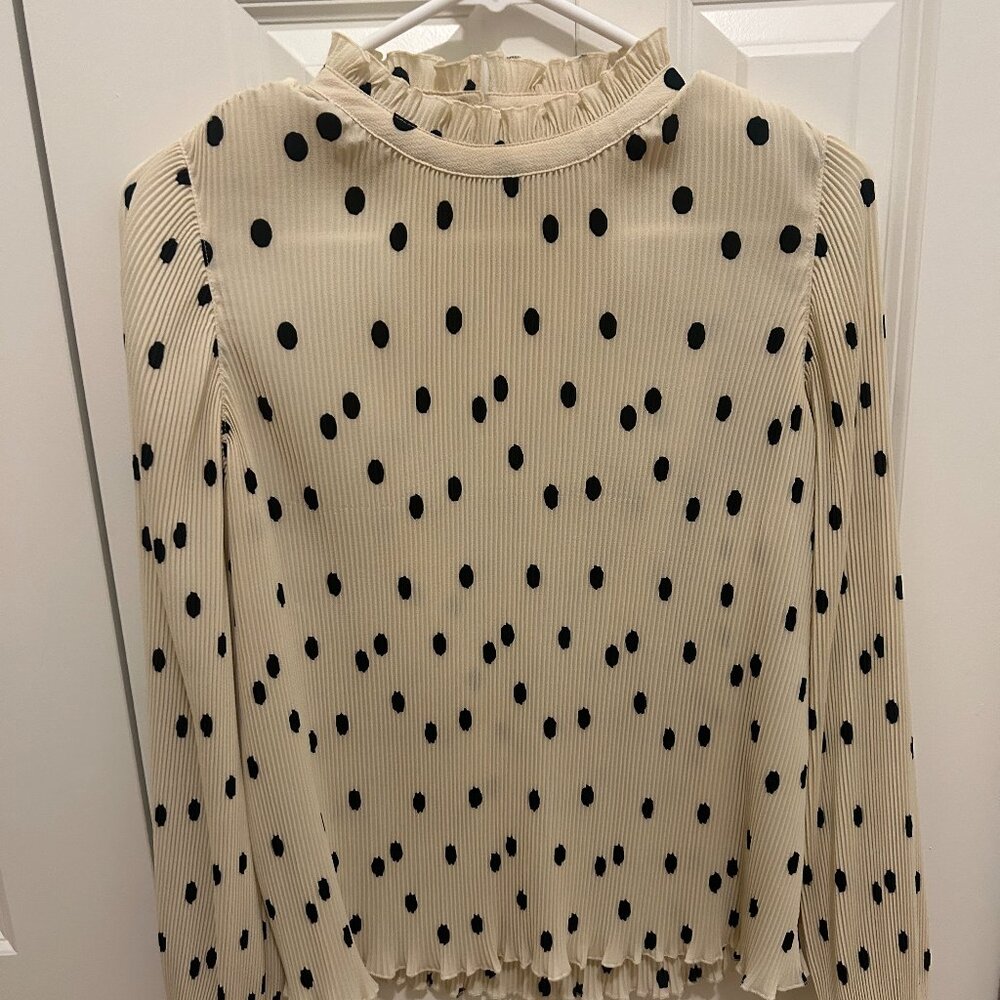 Sezane Cream Blouse with Black Polka Dots - Picture 2 of 6
